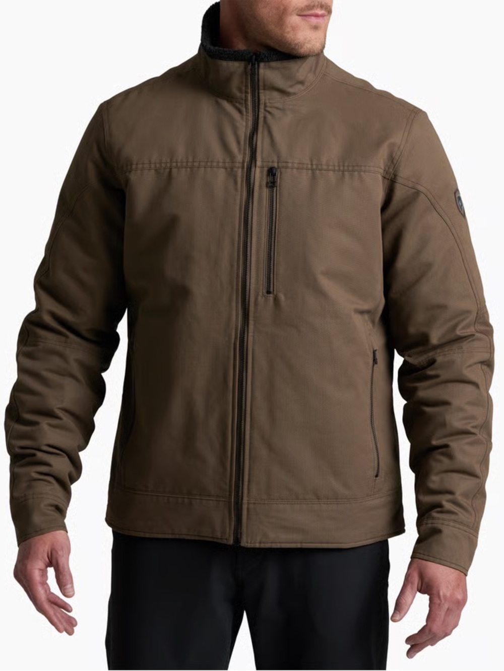 Kuhl Burr Insulated Jacket Mens Size Small Brown Full Zip Fleece Collar Warm
